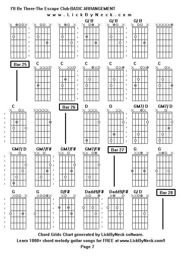 Chord Grids Chart of chord melody fingerstyle guitar song-I'll Be There-The Escape Club-BASIC ARRANGEMENT,generated by LickByNeck software.